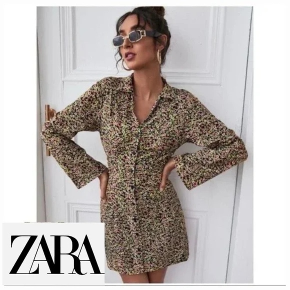 Zara Floral Button-Up Midi Dress - Multicolor